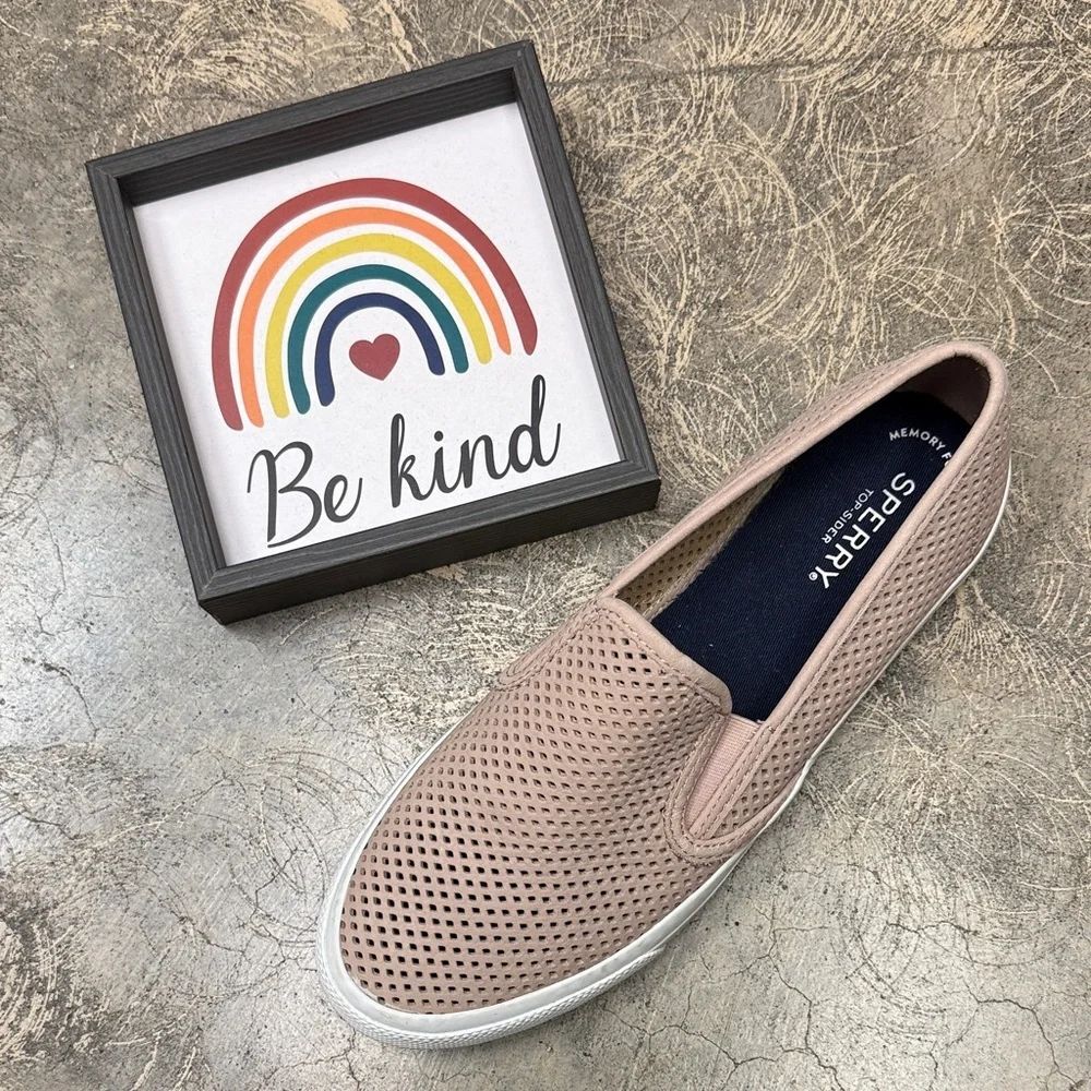 * Sperry Seaside Perforated Slip-On Sneaker in Blush Rose Leather